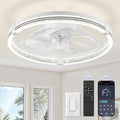 ZMISHIBO Ceiling Fan with Light and remote, 20'' Low Profile Ceiling Fans | Flush Mount Modern Ceiling Fan and Remote Control, 3000K-7000K Dimmable, Modern Fandelier for Bedroom, Living Room
