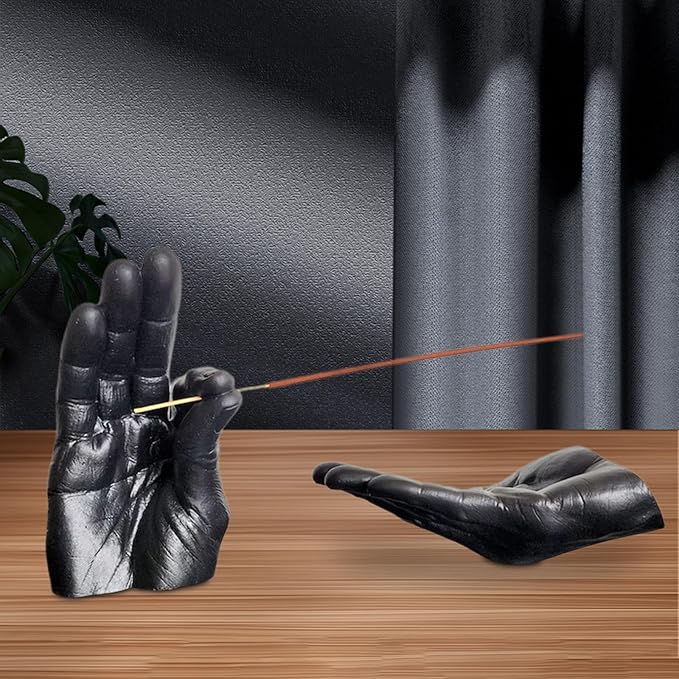 Yajuyi Hand Statues Incense Burner Incense Holder Tabletop Ornament Decorative Figurines for Office, Black