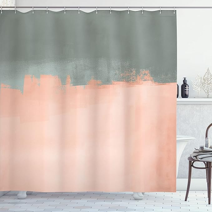 Ambesonne Abstract Shower Curtain, Grunge Street Style Painting Brush Print Ombre Design Illustration, Cloth Fabric Bathroom Decor Set with Hooks, 69" W x 84" L, Dark Sea