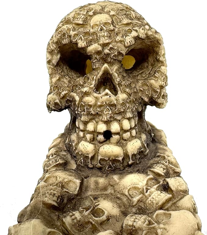 Gothic Incense Holder for Sticks Skull Incense Burner with RGB Lights – Gothic Catacomb Design with Detailed Skulls, Ash Catcher Tray, Glowing Skull Face – Halloween Decor & Gift for Horror Fans