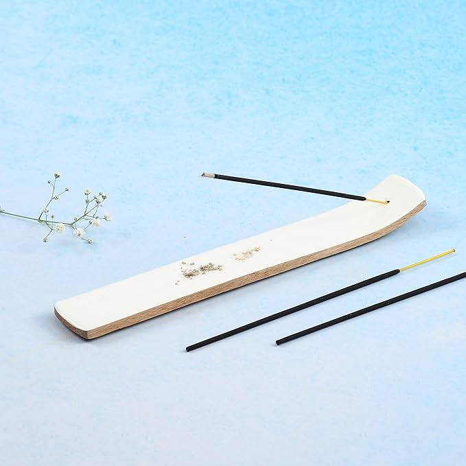 Folkulture Set of 2 Incense Holder or Incense Burner for Insence Sticks, Modern Ash Catcher or Insence Burner Holder, Wooden Insense Stick Holders or Inscent Tray, Mango Wood