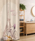 Ambesonne Paris Stall Shower Curtain, Bonjour France Eiffel Tower and Vintage Bicycle Flowers Retro Soft Color Print, Fabric Bathroom Decor Set with Hooks, 36" W x 72" L, Cream Pink