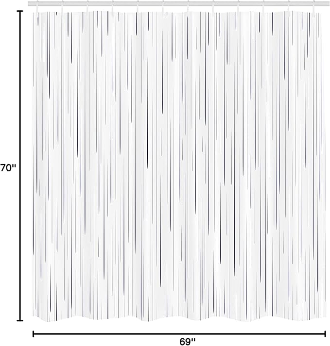 Ambesonne Abstract Shower Curtain, Abstract Rain Water Droplets Falling Out of The Sky Winter Inspired Art, Cloth Fabric Bathroom Decor Set with Hooks, 69" W x 70" L, Navy Blue