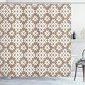 Ambesonne Beige Shower Curtain, Classy Floral Victorian Patterns Romantic Western Retro Renaissance English Modern, Cloth Fabric Bathroom Decor Set with Hooks, 69" W x 70" L, Beige White