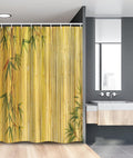 Ambesonne Asian Themed Stall Shower Curtain, Yellow Colored Woodland Background Tree Branches Exotic Scene Peaceful Art, Fabric Bathroom Decor Set with Hooks, 54" W x 78" L, Green