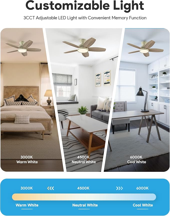 VONLUCE Ceiling Fans with Lights, 36 Inch Ceiling Fan and Remote, Full-spectrum LED Light, 3CCT, 6-Speeds Noiseless Reversible DC Motor, Modern Ceiling Fan for Bedroom Living Room Farmhouse, Boho
