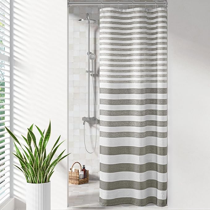 Madison Park Shower Curtain Spa Waffle Weave Stall Shower Curtain for Bathroom 3M Scotchgard Moisture Management, Spa Quality Modern Shower Curtains for Bathroom, Stall 36x72'' Grey Ombre