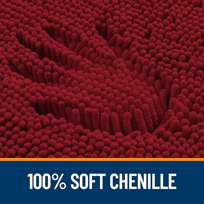 OLANLY Bathroom Rugs 36x24, Extra Soft Absorbent Chenille Bath Rugs, Rubber Backing Quick Dry, Machine Washable Bath Mats for Bathroom Floor, Tub and Shower, Home Decor Accessories, Red
