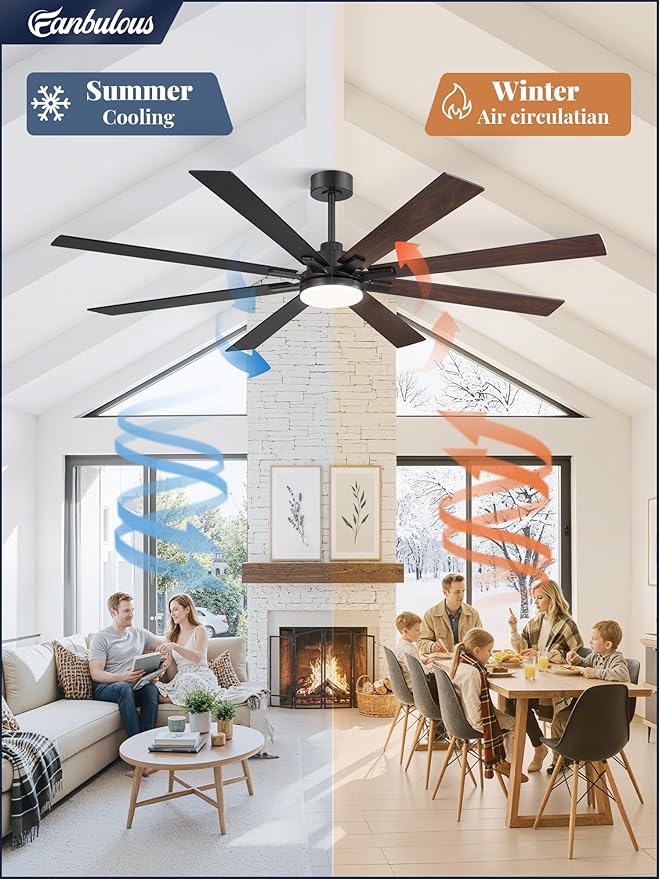 Fanbulous 72 Inch Ceiling Fans with Lights and Remote, Dual-Sided Reversible Blades for Versatile Décor, Quiet DC Motor, Wide-Angle Customized Brightness & 3CCT, Damp Rated for Indoor/Outdoor Use