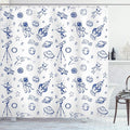 Ambesonne Sketchy Shower Curtain, Original Outer Space Featured Celestial Planetary Solar System Properties Graphic, Cloth Fabric Bathroom Decor Set with Hooks, 69" W x 84" L, White Azure