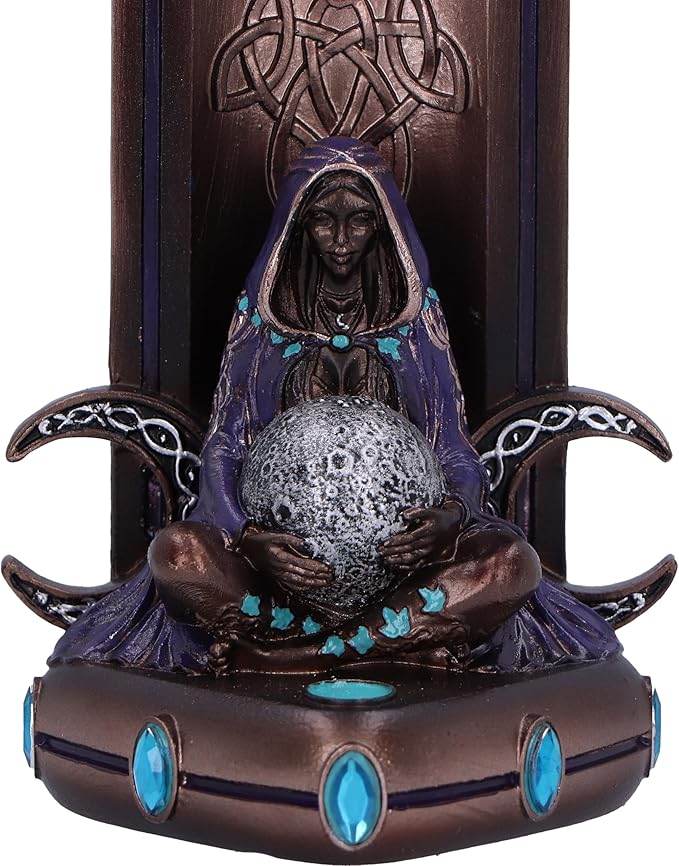 Nemesis Now Moon Goddess Incense Burner - 22.5cm Bronze Resin, Triple Moon Goddess Incense Stick Holder, Pagan Décor Gift, Cast in Finest Resin, Expertly Hand-Painted