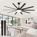 Fanbulous 72 inch Large Ceiling Fans with Lights and Remote, Outdoor Black Ceiling Fan with 10 Blades, 32W LED light 3 CCT, 6 Speed Reversible Quiet DC Motor, Modern Ceiling Fan for Living Room Patio