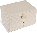 GUOER Jewelry Box for Women Girls, 3 Layers Large Jewelry Organizer(Light Khaki)