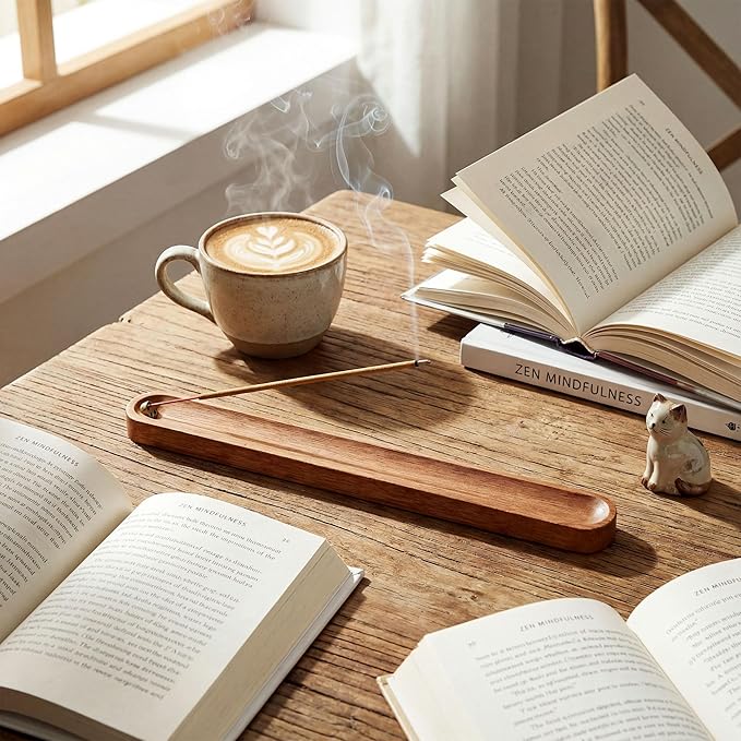 Wooden Incense Holder for Sticks with Ash Catcher,Incense Burner for Meditation Yoga Home Gift