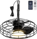 Coolbull 20'' Black Outdoor Ceiling Fans with Light for Gazebos, Patios | IP63 Waterproof, Plug and Play, Remote/APP Control, 3 CCT Dimmable, Enclosed Caged Fan with Hanging Hook