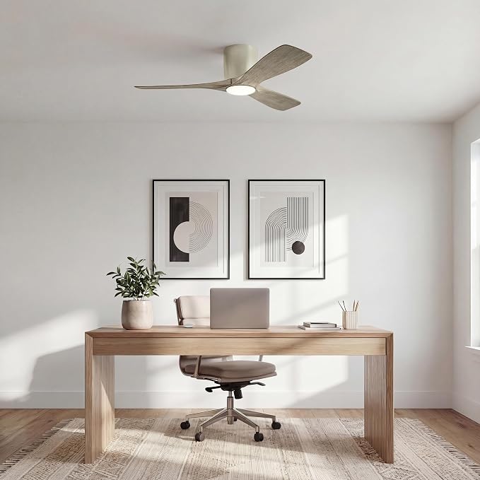 Kichler Volos 48” Indoor Ceiling Fan with LED Light and Wall Control in Brushed Nickel, Contemporary Ceiling Fan with Light, 300032NI