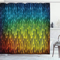 Ambesonne Colorful Shower Curtain, Galaxy Universe Outer Space Inspired Technical Neon Rain Modern Abstract Art Print, Cloth Fabric Bathroom Decor Set with Hooks, 69" W x 84" L, Lime Green Sky Blue