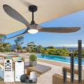 60” Outdoor Ceiling Fan with Light 3 Downrods, Smart Wood Ceiling Fan Compatible with Alexa/Google/App, 3 Blades Modern Walnut Wood Ceiling Fans for Kitchen Living Room Patio,Dark Brown