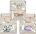 Travel Jewelry Organizer Case,Small Jewelry Bags for Traveling, Jewelry Binder with 24 Pcs Clear Zipper Velvet Pouches (Inner Pages,Beige,3 PCS)