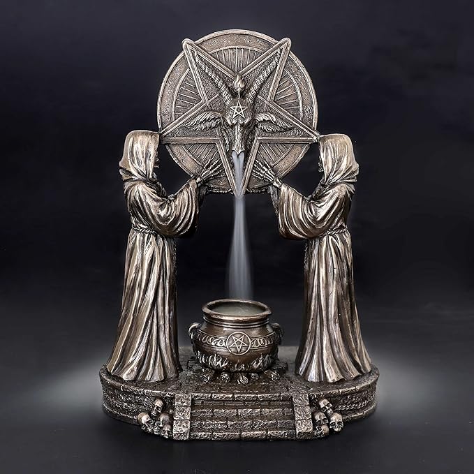 Veronese Design 7 1/4" Sigil of Baphomet Occult Altar Backflow Incense Burner Resin Sculpture Bronze Finish