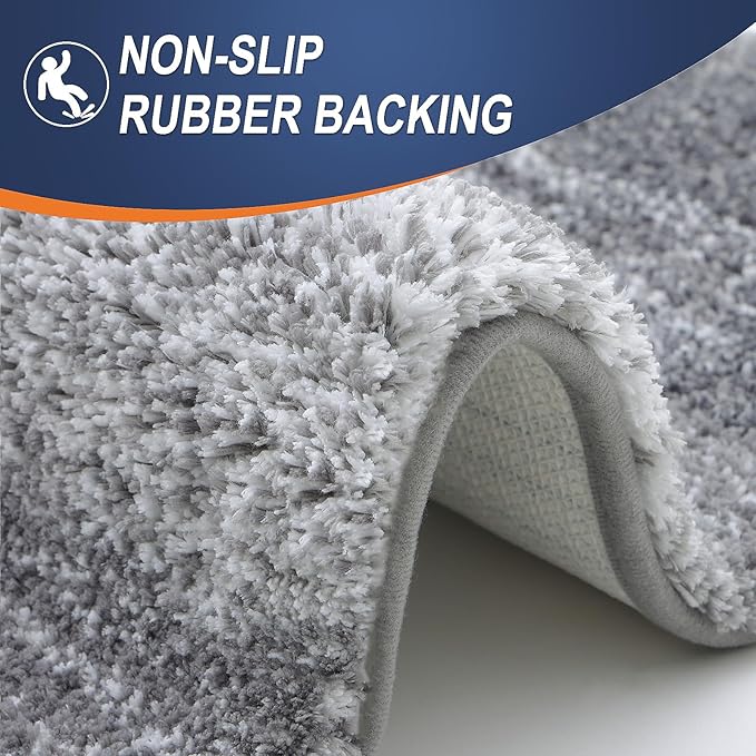 OLANLY Large Bathroom Rugs Mat 59x35, Extra Soft Absorbent Microfiber Bath Rugs, Rubber Backing, Quick Dry, Machine Washable Bath Mats for Bathroom Floor, Tub and Shower, Home Decor Accessories, Grey
