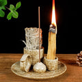 MOUGIGI 5.1Inch 5-in-1 Ceramic Smudge Bowl Brown - Incense Stick Holder, Small Candle Holder, Smudge Bowl/Dish, Fits Palo Santo, Sage.Zen Altar for Meditation/Yoga, Aromatic Scents, Easy to Clean