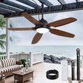 Fanbulous 52 Inch Waterproof Outdoor Ceiling Fan with Light for patio,Brown | IP65 Wet Rated, 3CCT Dimmable Light,Remote Control,6-Speed DC Motor, Plug-in Cord, Hanging Hook for Gazebo, Porch, Pergola.