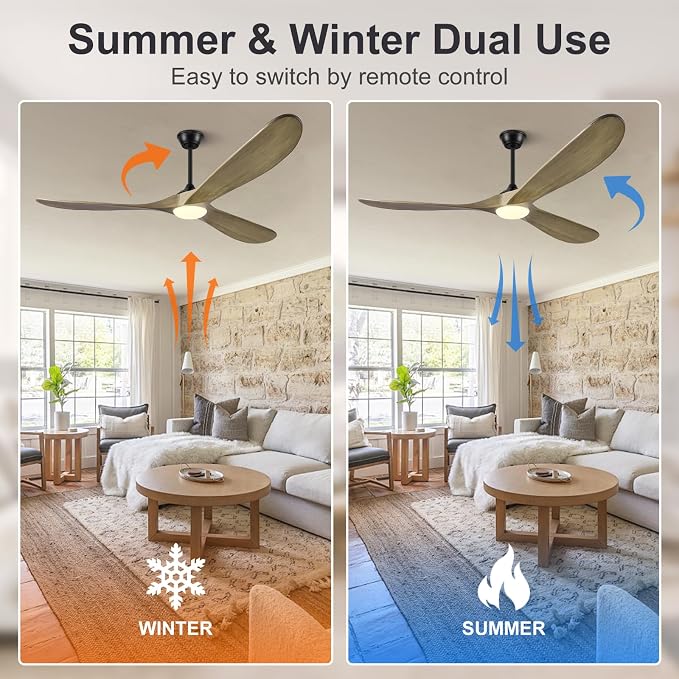 Eliora 72 Inch Ceiling Fans with Lights, Wood Outdoor Ceiling Fan for Patio and Remote Control Rustic Propeller Large Ceiling Fans with Light Farmhouse Indoor Quiet High cfm, Bronze Gray