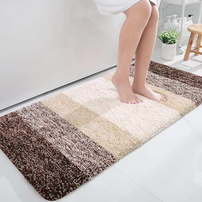 OLANLY Large Bathroom Rugs Mat 40x24, Extra Soft Absorbent Microfiber Bath Rugs, Rubber Backing, Quick Dry, Machine Washable Bath Mats for Bathroom Floor, Tub and Shower, Home Decor Accessories, Brown