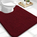 OLANLY Toilet Rugs U-Shaped 24x20, Extra Soft Absorbent Chenille Contour Bathroom Rugs for Toilet, Dry Quickly, Machine Washable, Non-Slip Bath Mat, Burgundy