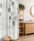 Ambesonne Flower Stall Shower Curtain, Blooming Buds and Hibiscus Flowers Simple Striped Crossed Pattern Print, Fabric Bathroom Decor Set with Hooks, 36" W x 72" L, Ivory Grey