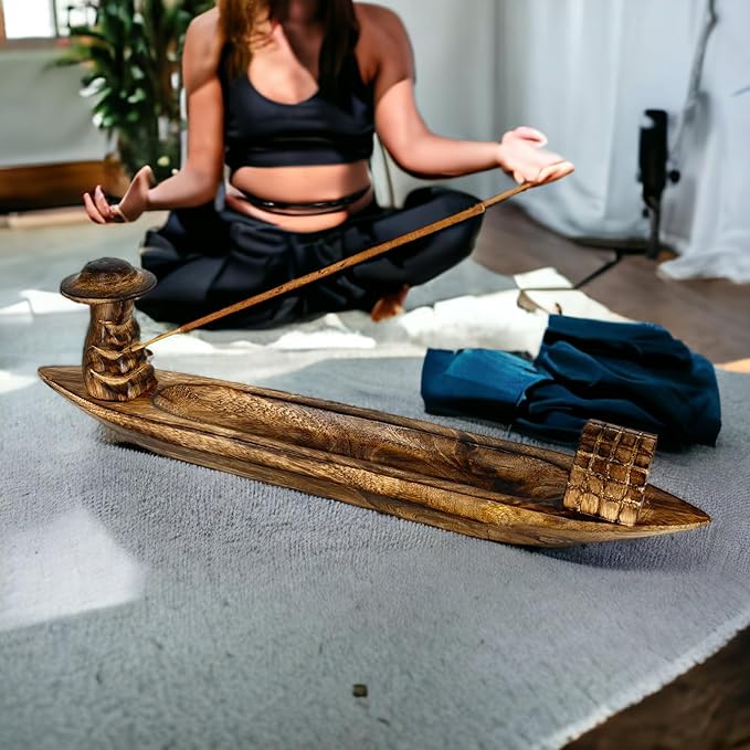 Incense Holder for Sticks, Insence Stick Holder Ash Catcher for Table Decorations Meditation & Yoga Great Gift Table Décor - Wooden Incense Tray for Sticks - Home Decor (11" x 2.15" x 1")