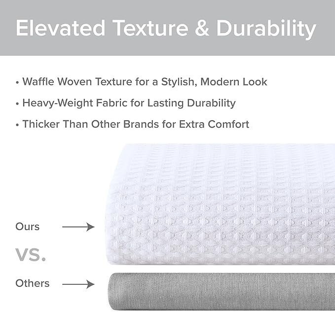 Madison Park Shower Curtain Waffle Weave, Vibrant Dyed, Waffle Shower Curtain 3M Scotchgard Moisture Management, Farmhouse Long Shower Curtains for Bathroom, Long: 72x78 White