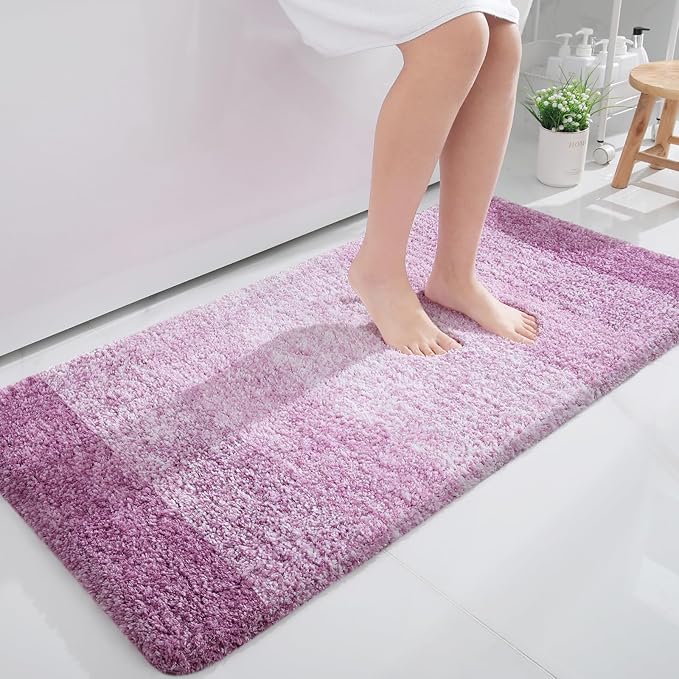 OLANLY Large Bathroom Rugs Mat 40x24, Extra Soft Absorbent Microfiber Bath Rugs, Rubber Backing, Quick Dry, Washable Bath Mat for Bathroom Floor, Tub and Shower, Home Decor Accessories, Pinkish-Purple