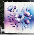 Ambesonne Purple Shower Curtain, Simple Spring Poppy Flowers with Tender Leaves in a Dreamy Color Palette, Cloth Fabric Bathroom Decor Set with Hooks, 69" W x 75" L, Sea Blue Lilac Indigo