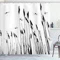 Ambesonne Dragonfly Shower Curtain, Wheat Field Autumn Agriculture Background Nature Harvest Bush Herbs Theme Art, Cloth Fabric Bathroom Decor Set with Hooks, 69" W x 70" L, White Black