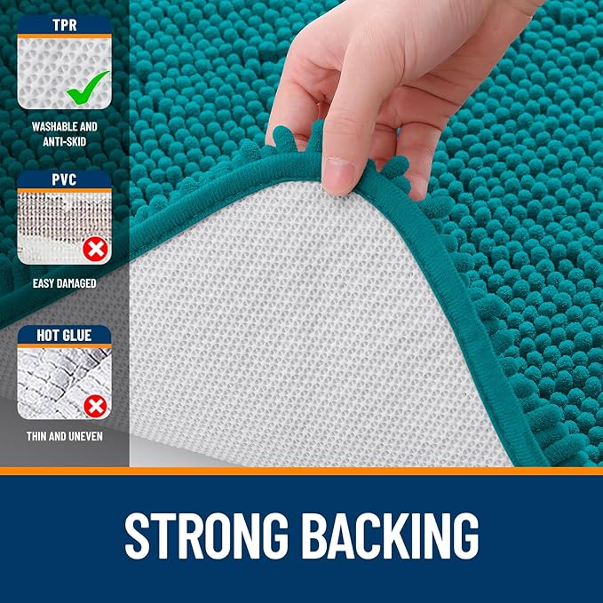 OLANLY Large Bathroom Rugs 50x30, Extra Soft Absorbent Chenille Bath Rugs, Rubber Backing Quick Dry, Machine Washable Bath Mats for Bathroom Floor, Tub and Shower, Home Decor Accessories, Deep Lake