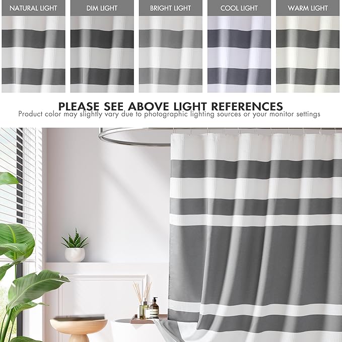 Madison Park Spa Waffle Shower Curtain Pieced Fabric with 3M Scotchgard Moisture Management, Premium Spa Quality Modern Shower Curtains for Bathroom, Standard 72x72, Charcoal