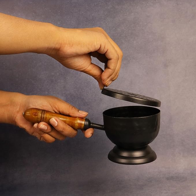 Putrika Dhoop | Dhuna | Loban | Sambrani | Karpoor | Bakhoor | Dani | Incense | Aroma Diffuser |Haran Samgiri|Camphor|Stand|Holder|Iron|Home|Office|Pooja|Puja|Room|Charcoal(Planter Burner 21cm)