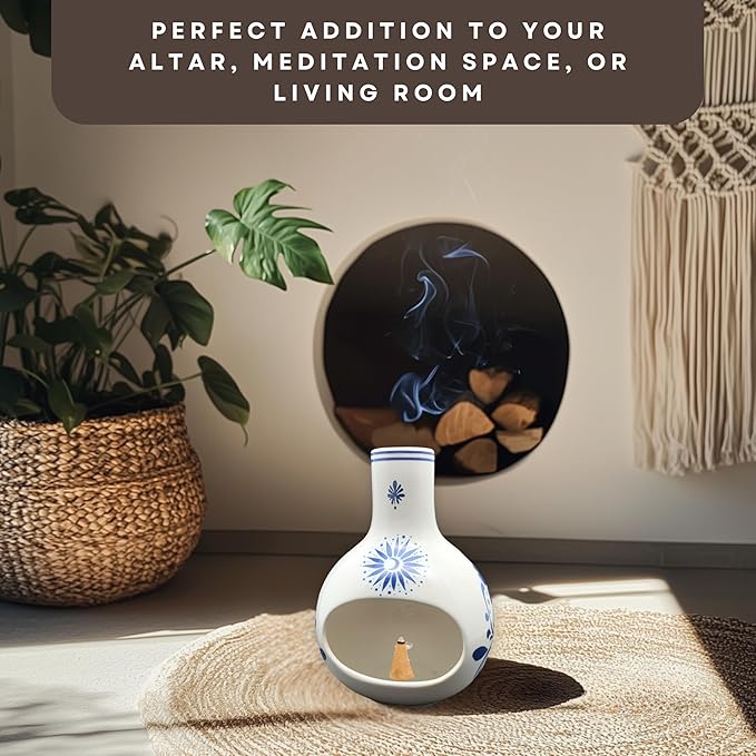 Ceramic Incense Holder – Palo Santo Burner for Sticks, Cones & More – Ash Catcher for Meditation, Altar, and Home Decor (Astralight)