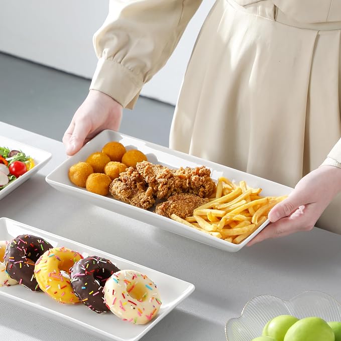 MALACASA 3 Tier Serving Trays for Party, 12 Inch Porcelain White Trays for Serving Food, Dessert Stand with Collapsible Gold Metal Rack | Tiered Serving Stand for Party, Fruit Tray, Trays for Serving Food, Dessert Stand with Collapsible Sturdier Gold M...