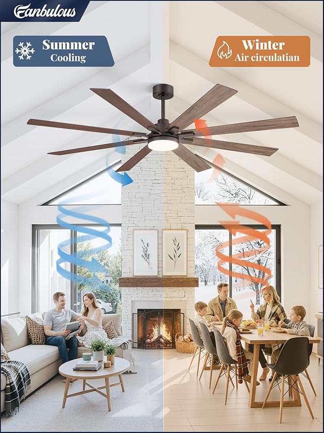72 Inch Ceiling Fans with Lights and Remote, Dual-Sided Reversible Blades for Versatile Décor, Quiet DC Motor, 120° Wide-Angle Customized Brightness & 3CCT, Damp Rated for Indoor/Outdoor Use