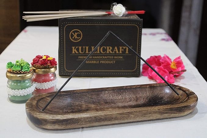 Incense Burner Or Incense Stick Holder - Incense Tray Wooden Ash Catcher - Handmade Mango Wood Incense Stand for Gifting. Modern Home Decor