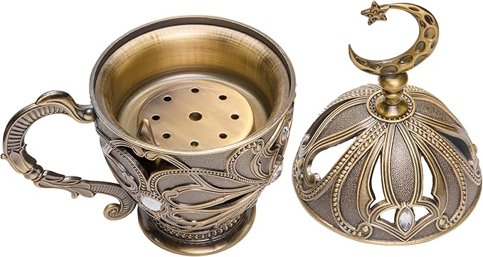 Frankincense Resin Incense Burner, Charcoal Incense Burner with Handle for Bakhoor Myrrh Cone, for Yoga Aromatherapy Meditation, Decor for Home Office