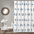 Lush Decor Rowley Birds Shower Curtain, 72” W x 72” L, Navy - Colorful Floral Bird Pattern - Whimsical & Playful Bird Shower Curtain - Farmhouse, Coastal, & Boho Bathroom Decor