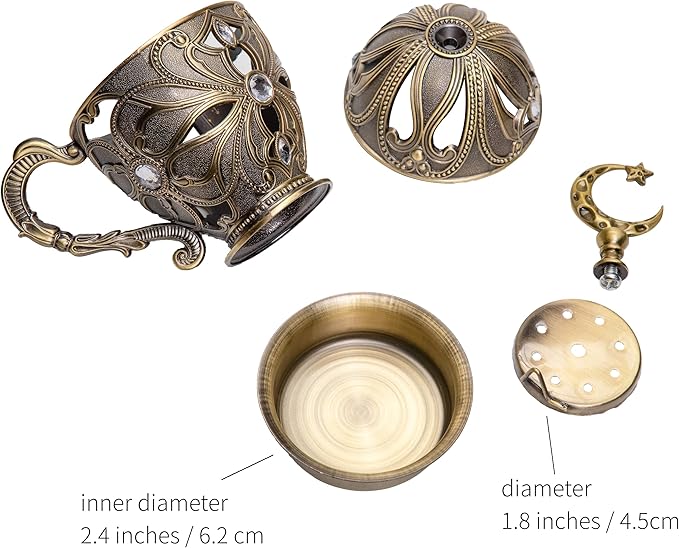 Frankincense Resin Incense Burner, Charcoal Incense Burner with Handle for Bakhoor Myrrh Cone, for Yoga Aromatherapy Meditation, Decor for Home Office