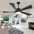52 Inch Ceiling Fans with Light Remote, Black Ceiling Fan USA Original Patent, 3 Downrods, 5 Wood Blades,ETL Listed, 6 Speed Quiet DC Motor Outdoor Indoor Fan for Bedroom, 52" Black
