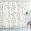 Ambesonne Floral Shower Curtain, Spring Season Themed Watercolors Painting of Herbs Flowers Botanical Garden Artwork, Cloth Fabric Bathroom Decor Set with Hooks, 69" W x 84" L, Ivory