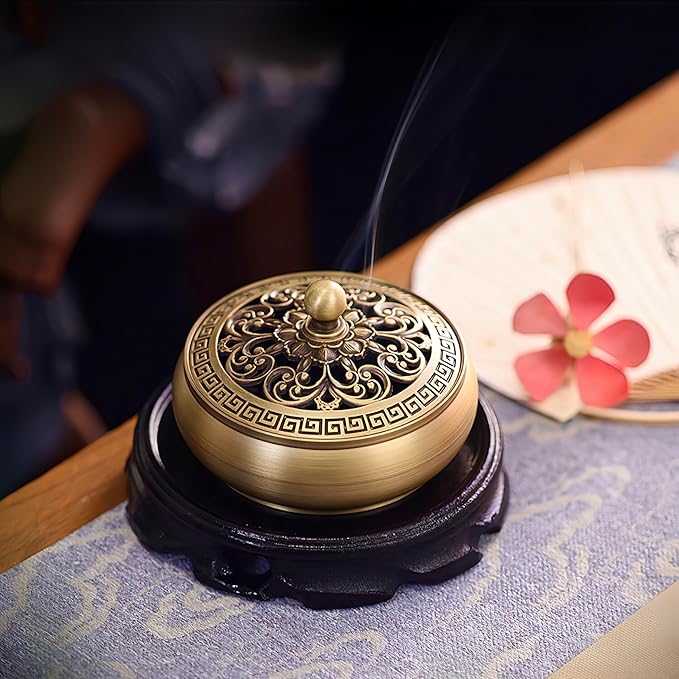 Incense Cone Holder, Pure Brass Incense Burner, Cone Incense Burner, Bakhoor Burner, Incense Holder for Sticks Cone Coil Incense