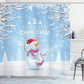 Ambesonne Christmas Shower Curtain, Cloth Fabric Bathroom Decor Set with Hooks, Winter Hat, 69" W x 70" L, White Blue